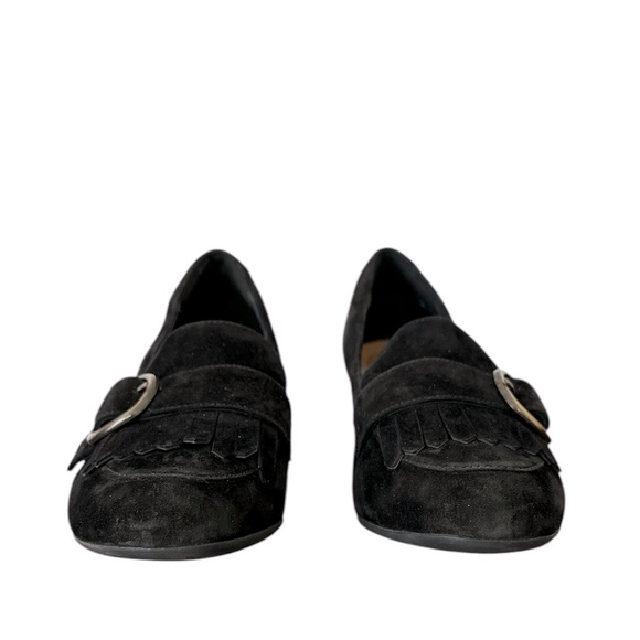 Clarks Women’s Un Cosmo Go Heeled Kiltie Loafer in Black Suede Leather Size 10 - Picture 3 of 9